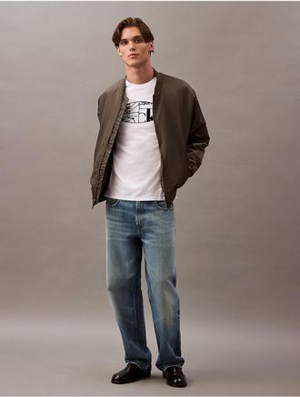 Calvin Klein Jeans Calvin Klein Mens Oval Logo Graphic Classic Crewneck T-Shirt - White - XS