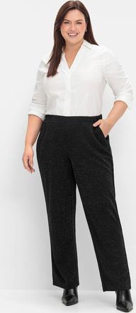 Sheego Webhose SHEEGO, Damen, Gr. 40, Normalgr&ouml;ssen, schwarz, 91% Polyester, 5% metallisierte Fasern, 4% Elasthan, unifarben, Hosen Webhose