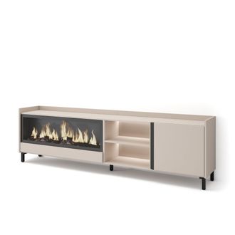 Skraut Home Skraut Home - Mueble Tv, Televisi&oacute;n, Muebles De Sal&oacute;n, Almacenaje, 212x35x61cm, Para Tv Hasta 80, Chimenea El&eacute;ctrica Xxl, Dise&ntilde;o Industrial, Led, Esti