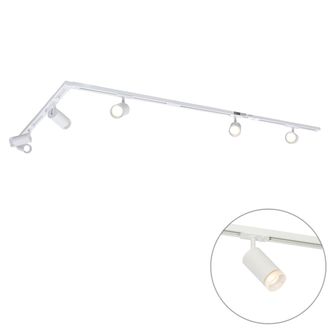 QAZQA Moderno Sistema De Iluminaci&oacute;n De Riel Moderno Con 5 Focos Blancos Monof&aacute;sicos - Iconic Jeana Acero /pl&aacute;stico Adecuado Para Led Max. 5 X 10 Watt - Qaz