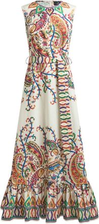 Etro Multicolor Belted Printed Maxi Dress