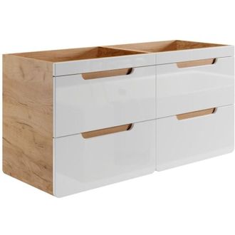 Vente-Unique Vente-unique - Mobile sotto lavabo sospeso Naturale e Bianco 120 cm - aruba