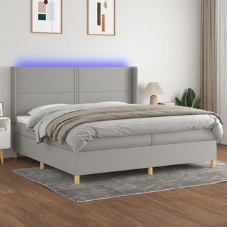 vidaXL Vidaxl - Cama Box Spring Con Colch&oacute;n Tela Y Led Gris Claro 200x200 Cm