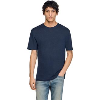 Sandro Certified linen T-shirt in Navy Blue at Nordstrom, Size Xx-Large