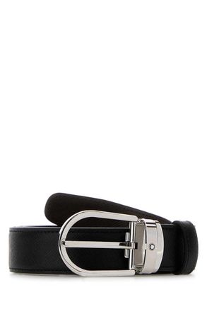 Montblanc Black Leather Reversible Belt