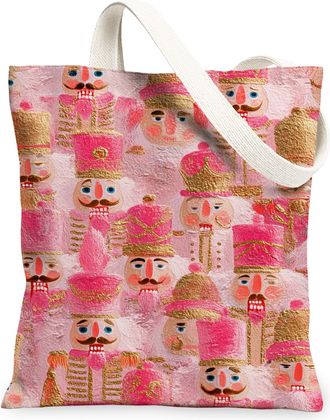 Generic Nutcracker Canvas Tote Bags, Holiday Decorative Reusable Grocery Bags, Vintage Lightweight Washable Shoulder Strap for Gym, Peach, 13x15 Inch