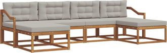 vidaXL Conjunto De Sof&aacute;s De Exterior 6 Uds. Gris Natural Y Claro Vidaxl
