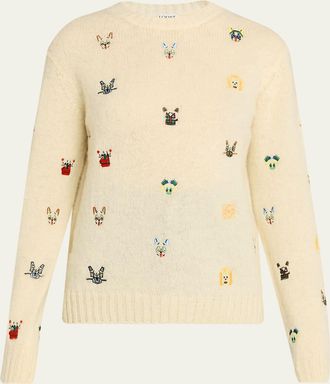 Loewe x Louis Wain Futurist Cats Embroidered Crewneck Sweater