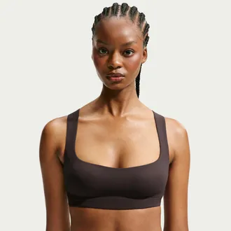 Nike Womens SKIMS Studio Stretch Square Neck Bra in Brown | IR8677-231