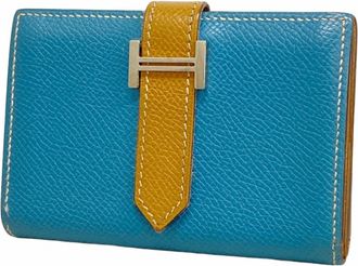 Herm&egrave;s Blue Jean Natural Sable Epsom Leather Coin Purse/Coin Case (Pre-Owned)