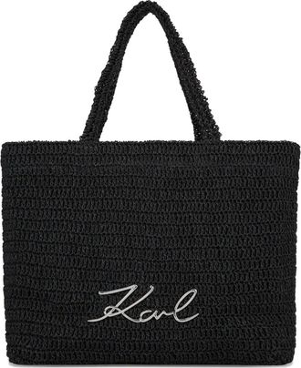 Karl Lagerfeld Gehaakte strandtas - Zwart