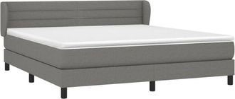 vidaXL Vidaxl - Cama Box Spring Con Colch&oacute;n Tela Gris Oscuro 180x200 Cm