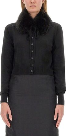 Sportmax Black Solid Shirt Collar Sweater