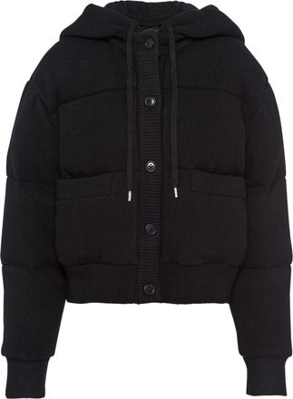 Prada wool-cashmere down jacket - women - Virgin Wool/Cashmere/Elastane/Polyamide/Recycled Polyester/Goose Down - 36 - Black