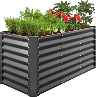 Best Choice Products 4x2x2ft Outdoor Metal Raised Garden Bed, Planter Box for Vegetables, Flowers, Herbs