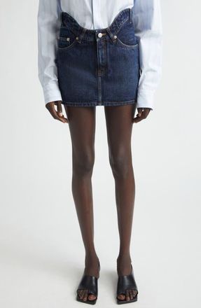 Jean Paul Gaultier Curvy Waistband Denim Miniskirt in Indigo at Nordstrom, Size 27