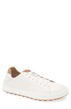 Olukai WaiAlae Waterproof Leather Golf Shoe in White /Tan at Nordstrom, Size 10.5