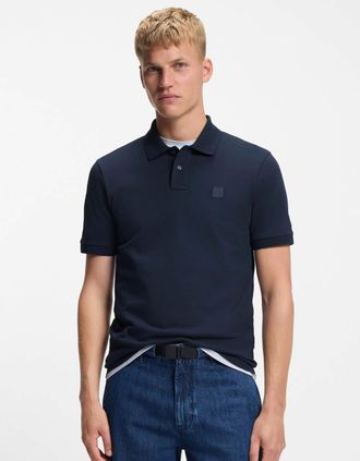 HUGO BOSS Mens BOSS Orange Passenger Mens Stretch-Cotton Slim-Fit Polo Shirt with Logo Patch NOS - Dark Blue 404 - Navy - Size: XXXL