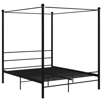 vidaXL Estructura De Cama Con Dosel Sin Colch&oacute;n Metal Negro 160x200 Cm Vidaxl