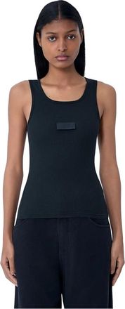 Maison Margiela Logo Motief Tanktop - Dames - Tops zonder mouwen - Zwart - XS - Katoen - Tops