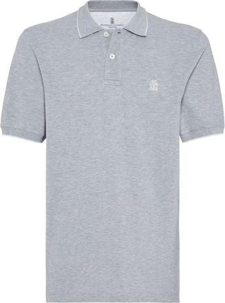 Brunello Cucinelli logo-embroidered polo shirt - men - Cotton - L - Grey