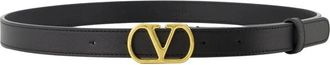 Valentino Garavani Zwarte leren VLogo riem van Valentino Garavani - Dames - Riemen - Zwart - 70 CM - Leer - Accessoires