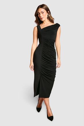 Coast Strappy Mix Fabric Pencil Midi Dress in Black at Nordstrom, Size 14