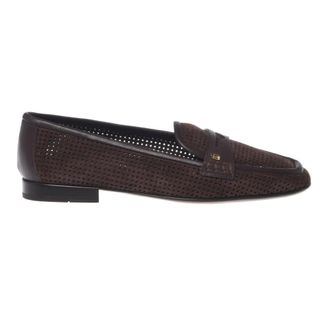 Baldinini Perforated Suede Loafer - female - Baldinini - Loafers - Brown - 6 1/2 UK - Shoes