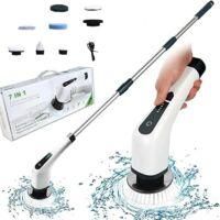 OEM Cepillo De Limpieza El&eacute;ctrico Inal&aacute;mbrico 7 En 1 Con Mango Largo Retr&aacute;ctil Para Ba&ntilde;o Y Aseo, Y Fregona El&eacute;ctrica Para Suelos. - Crezuo