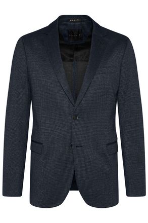 Bugatti Sakko BUGATTI, Herren, Gr. 52, blau (marine), 95% Polyester, 5% Elasthan, unifarben, slim fit, Manschette, Sakkos Sakko, mit feiner Struktur