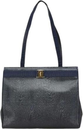 Ferragamo Pre-owned Tote Bags, female, Blue, Size: ONE SIZE Pre-owned Leather Tote Bag