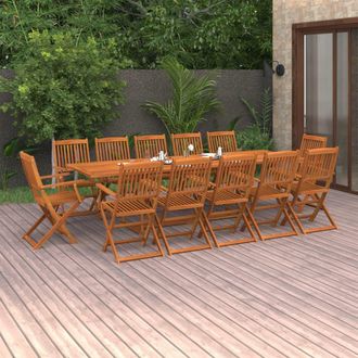 vidaXL Furniture Limited - Set Comedor De Jard&iacute;n 13piezas Madera Maciza