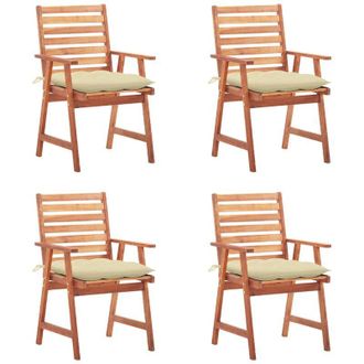 vidaXL Vidaxl - Sillas Comedor De Jard&iacute;n Y Cojines 4 Uds Madera Maciza Acacia
