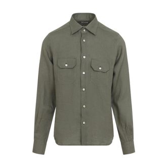 Kiton Linen Shirt - male - Kiton - Casual Shirts - Green - L - Shirts