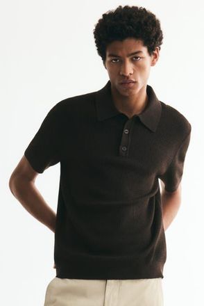 H&M Regular-fit Knit Polo Shirt in Dark Brown at Nordstrom, Size Xx-Large