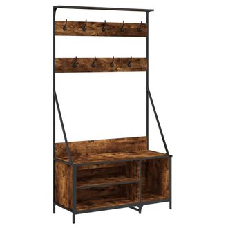 vidaXL Perchero Con Zapatero Roble Ahumado 100x41x184 Cm Vidaxl