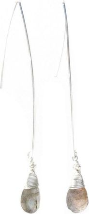 A Blonde and Her Bag Jill Long Wire Drop Earring in Labradorite