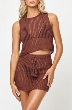 L*Space Sander Open Stitch Cover-Up Tank in Cafe at Nordstrom, Size X-Small