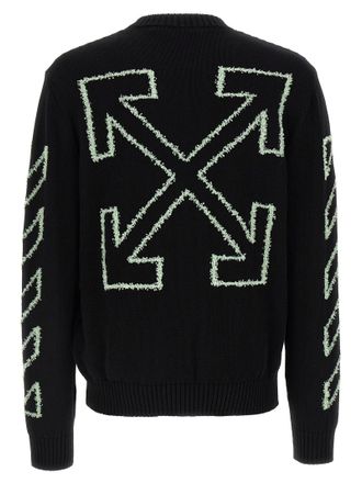 Off-white Logo-Embroidered Diag Outline Cotton Sweater - Black