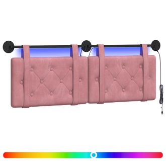 vidaXL Cabecero Colgante Con Luz Led Rosa Terciopelo Vidaxl