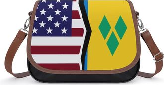 Generic US & Saint Vincent Flag Fashion Womens Crossbody Bags Novelty Handbag Shoulder Bag Purse