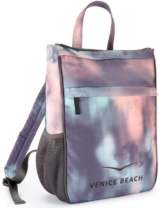 Venice Beach Rucksack VENICE BEACH Freizeitrucksack, Sportrucksack, Damen, Gr. B/H/T: 27cm x 38cm x 13cm, blau (ros&eacute;, blau, grau), Stoff, Textil, gemustert, Rucks&auml;