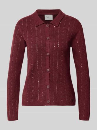 Pepe Jeans London Regular Fit Strickjacke mit Woll-Anteil Modell ELAINE in Rot, Größe XL