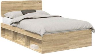 vidaXL Bed Frame Sonoma Oak 135 x 190 cm Solid Pine Wood vidaXL