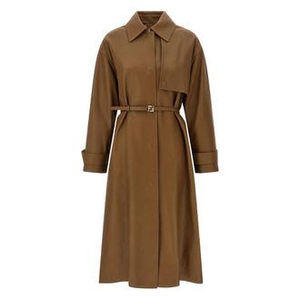 Fendi Embossed Logo Belted Trench Coat