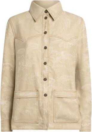 Etro Jacquard Floral Denim Jacket - Dames - Spijkerjassen - Beige - XS - Denim - Jassen