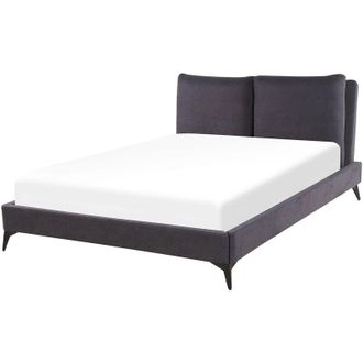 Beliani Beliani - Cama Con Somier De Chenilla Gris Oscuro 140 X 200 Cm Base De Listones Doble Moderno Melle