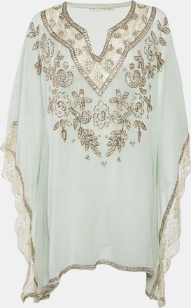 Alice & Olivia Alice + Olivia Light Green Georgette Kassandra Caftan