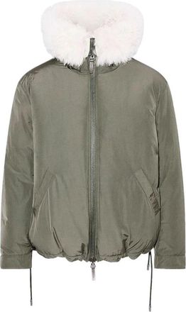 Yves Salomon Hooded Reversible Shearling Jacket - Dames - Winterjassen - Groen - XL - Katoen - Jassen