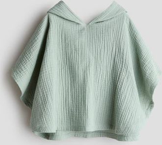 H&M Cotton Muslin Poncho Towel in Light Green at Nordstrom, Size 6-12M